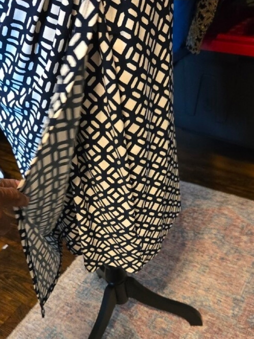 Lauren Ralph Lauren Black and White Geometric Wrap Midi Dress - Picture 3 of 5